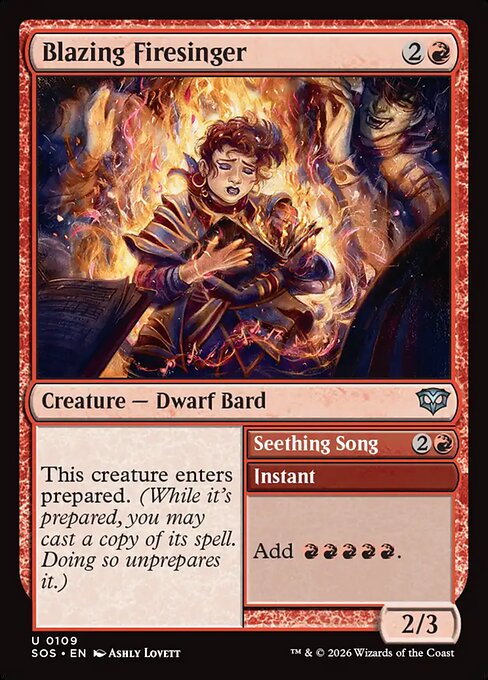 Blazing Firesinger // Seething Song (SOS-109) (Foil)
